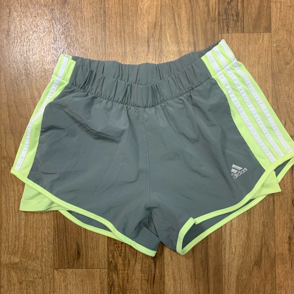 adidas Pants - Adidas Climalite Short Shorts Neon Green Grey M